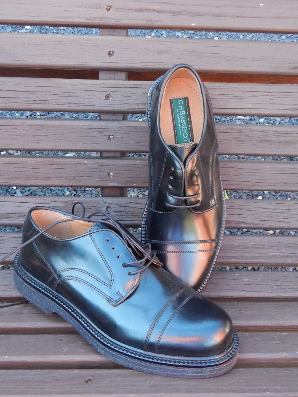 Vintage Bass Men’s Black Leather Dress Shoes Made in Italy Size 8.5 M